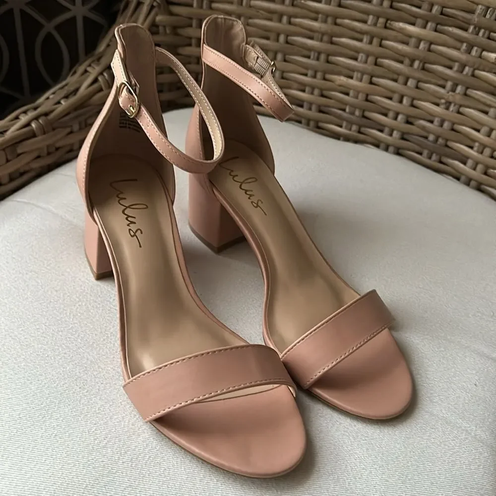 Lulus Harper Almond Ankle Strap Heels Size 8.5US